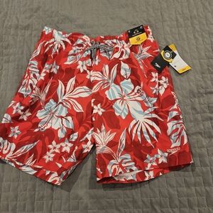 Speedo Men’s Swim Trunks New Bright Red Floral Size M. 18"